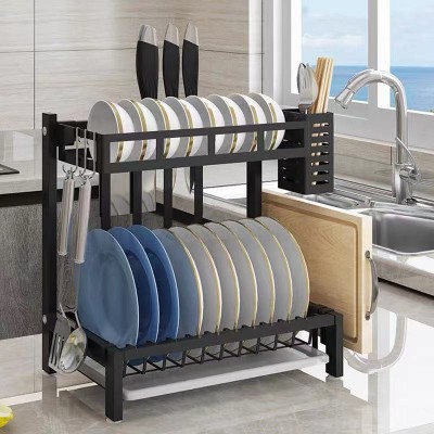 2/3 Tiers Kitchen Plate Drying Rack Storage Organizer Bowl Holder Shelf Dish Drainer